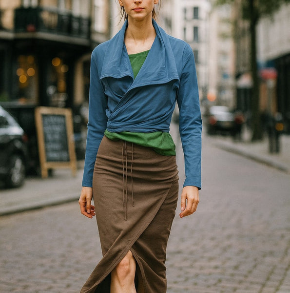 knoopvest  biologische katoen/ organic cotton wrap cardigan