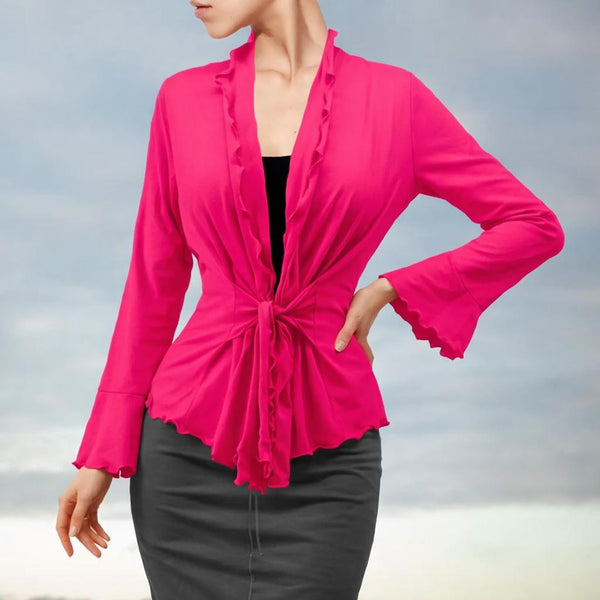 Getailleerd vest met ruches in biologische katoen / Tailered organic cotton cardigan