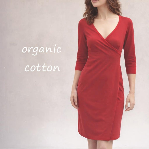 biologisch katoenen overslag jurkje  / organic cotton wrap dress,