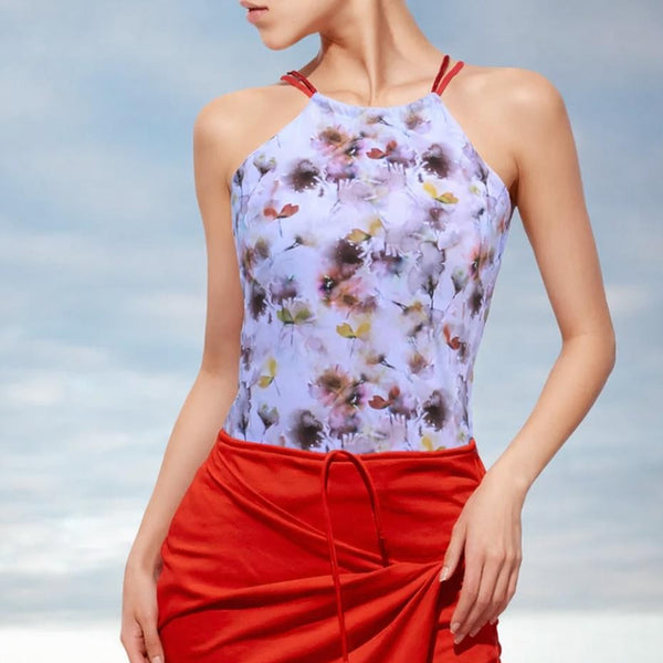 Halter top in organische katoenen print jersey / Top in organic cotton printed jersey
