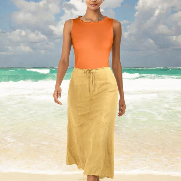 Tencel hemdje met geschulpt boordje/ Tencel camisole with sculpted collar