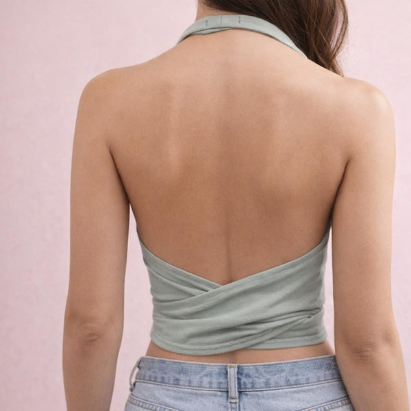Wikkel top in bio katoenen slubtricot / wrap top in organic cotton  slub jersey