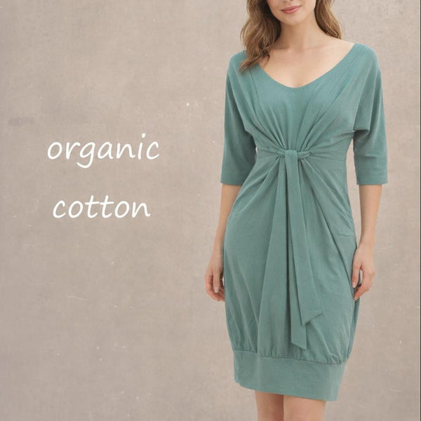 tuniek jurk met taille knoop / tunic dress with knot in the waist