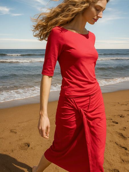 Lange bio katoenen tricot koker rok / maxi pencil skirt organic cotton