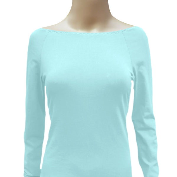 Boothals shirt met lange mouw van organische katoen (A) / organic cotton T shirt with boat neck and long sleeve (A)