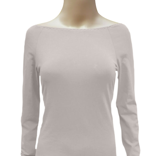 Boothals shirt met lange mouw van organische katoen (B) / organic cotton T shirt with boat neck and long sleeve (B)
