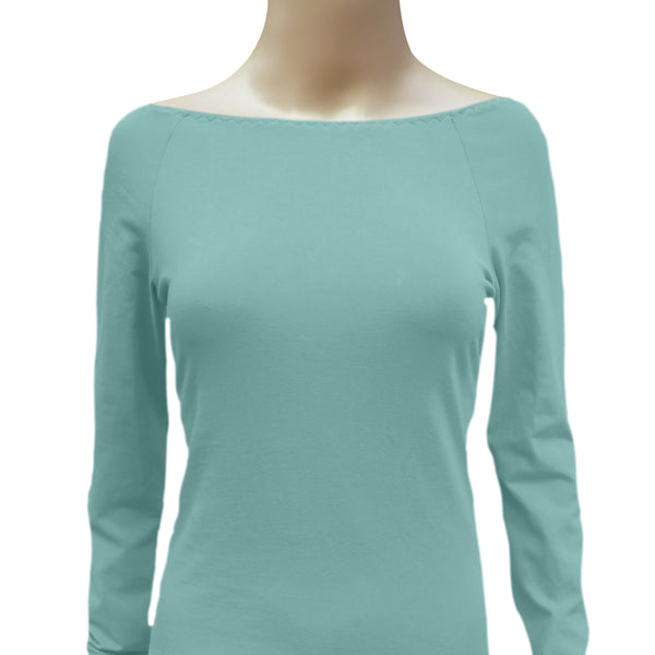 Boothals shirt met lange mouw van organische katoen (A) / organic cotton T shirt with boat neck and long sleeve (A)