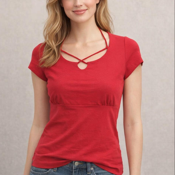 Shirt met halskoordjes /  string top organic cotton