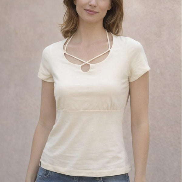 Shirt met halskoordjes /  string top organic cotton