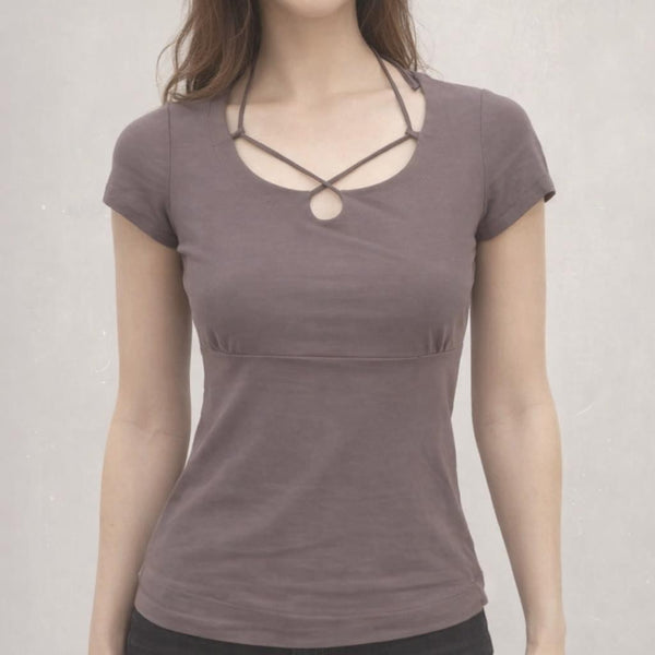 Shirt met halskoordjes /  string top organic cotton