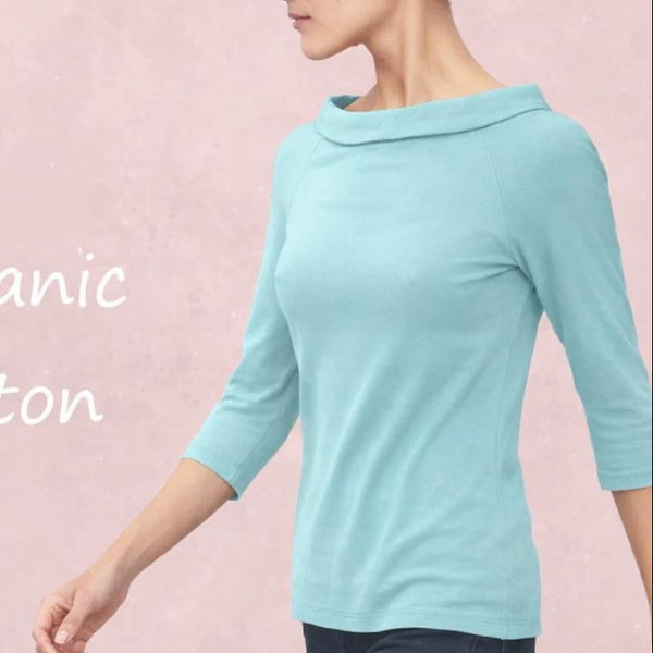 Vintage shirt met boothals rolkraag / Vintage shirt with boatneck collar