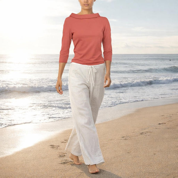 Vintage shirt met boothals rolkraag / Vintage shirt with boatneck collar