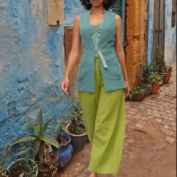 Linnen broek "flared leg", Linen pants flared leg