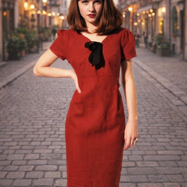 linnen jurkje met "black tie"/ linen dress black tie