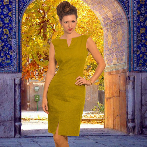 aansluitend klassiek linnen jurkje /  fitted classic linen dress