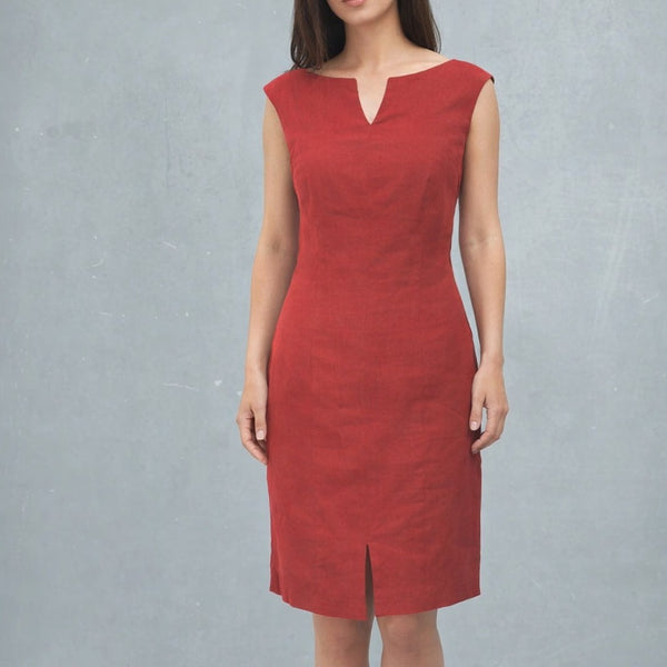 aansluitend klassiek linnen jurkje /  fitted classic linen dress