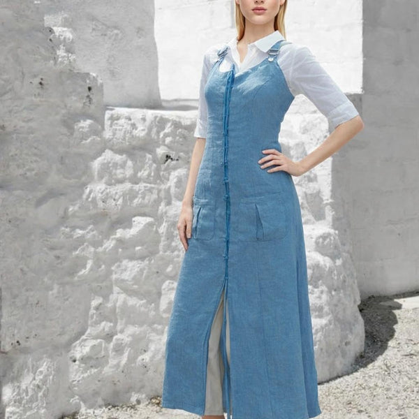 lange linnen overgooier / American jumper dress