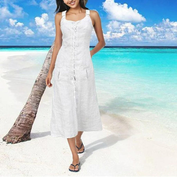 lange linnen overgooier / American jumper dress