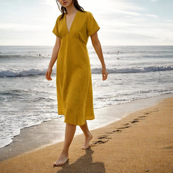Zomers jurkje in linnen-katoen mix/  summery dress in linen-cotton mix