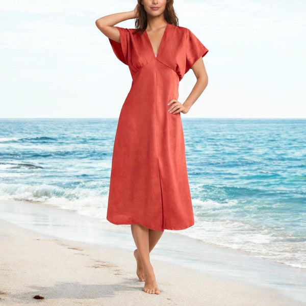 Zomers jurkje in linnen-katoen mix/  summery dress in linen-cotton mix