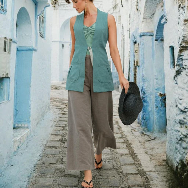 Mouwloos linnen colbert , Sleeveless linen jacket