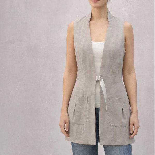 Mouwloos linnen colbert , Sleeveless linen jacket