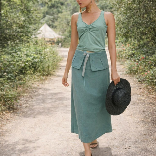 Maxi rok van gewassen linnen,  maxi skirt made of washed linen