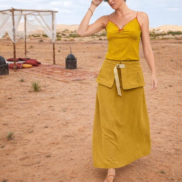 Maxi rok van gewassen linnen,  maxi skirt made of washed linen