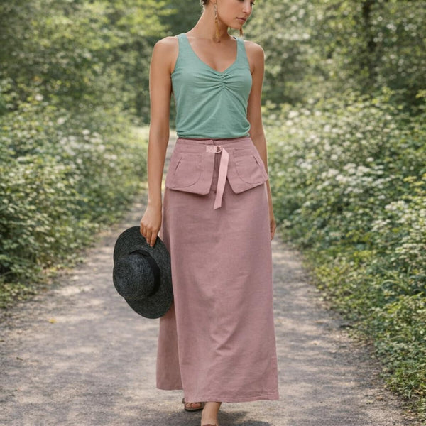 Maxi rok van gewassen linnen,  maxi skirt made of washed linen