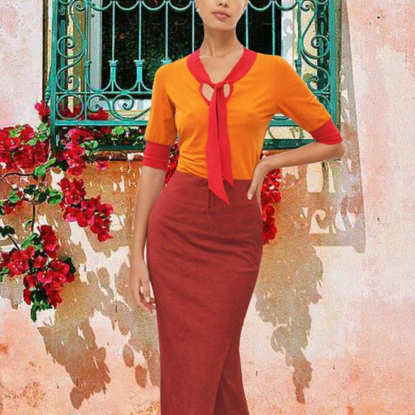 Linnen maxi kokerrok met lange loopsplit / Linen maxi pencil skirt with slit