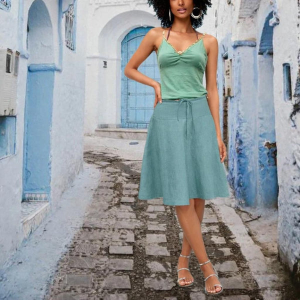 klokrokje van gewassen linnen,  billowing skirt made of washed linen