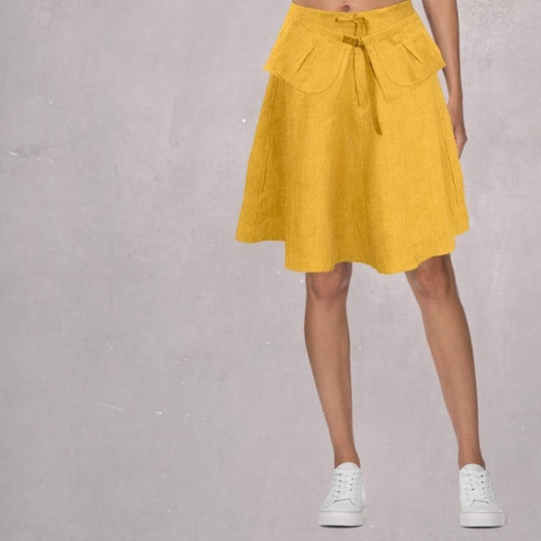 klokrokje van gewassen linnen met losse heupriem,  billowing skirt made of washed linen with separate belt