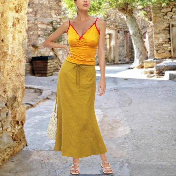 lange linnen A-lijn rok / organic linen A-line maxi skirt