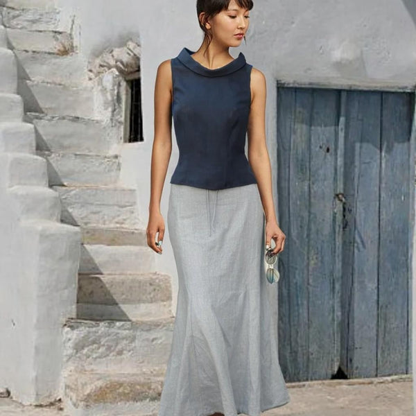 lange linnen A-lijn rok / organic linen A-line maxi skirt