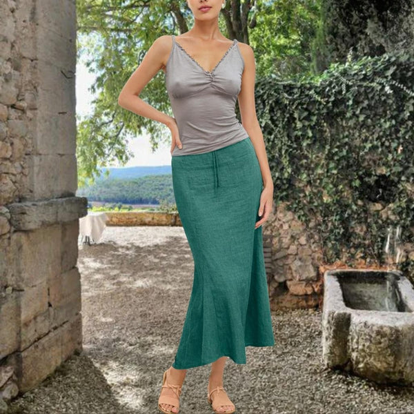 lange linnen A-lijn rok / organic linen A-line maxi skirt