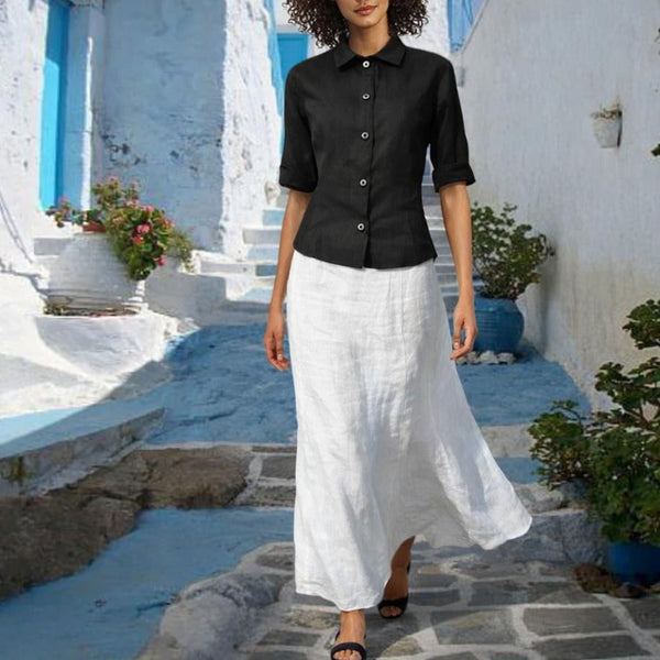 lange linnen A-lijn rok / organic linen A-line maxi skirt