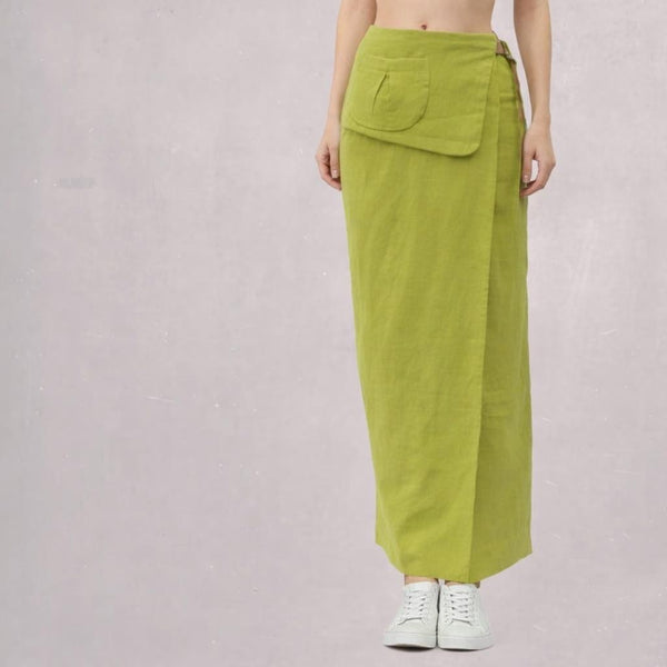 maxi overslag rok van gewassen linnen,  maxi wrap skirt made of washed linen