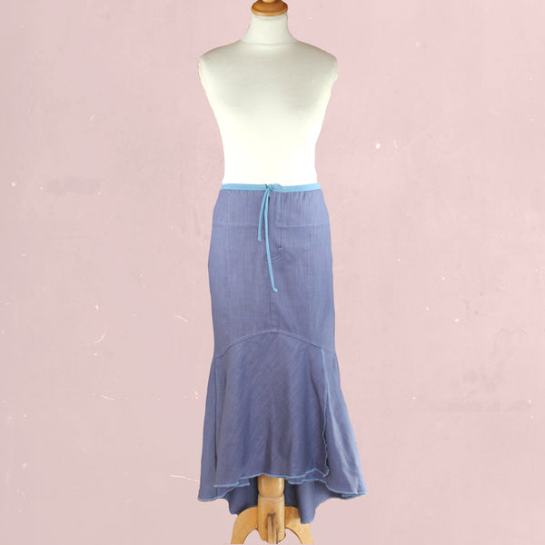 linnen rok in zandloperlijn met asymmetrische zoom / linen maxi skirt in hour glass line