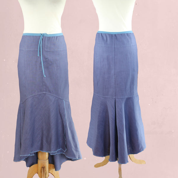 linnen rok in zandloperlijn met asymmetrische zoom / linen maxi skirt in hour glass line