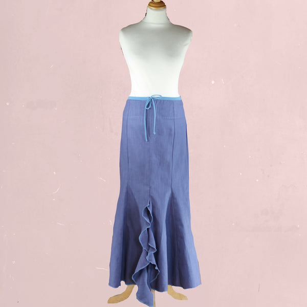 Linnen maxi rok met ruches split/ linen maxi skirt with ruffles split