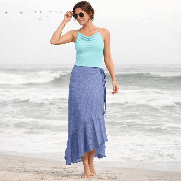 Lange overslag met asymmetrische zoom / Long linen wrap skirt with asymmetrical hem