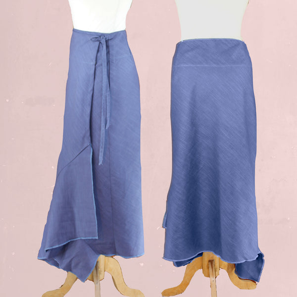 Lange overslag met asymmetrische zoom / Long linen wrap skirt with asymmetrical hem