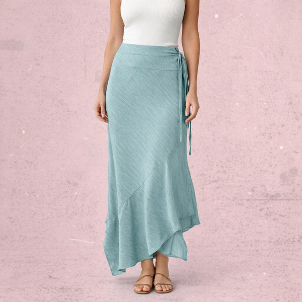 Lange overslag met asymmetrische zoom / Long linen wrap skirt with asymmetrical hem