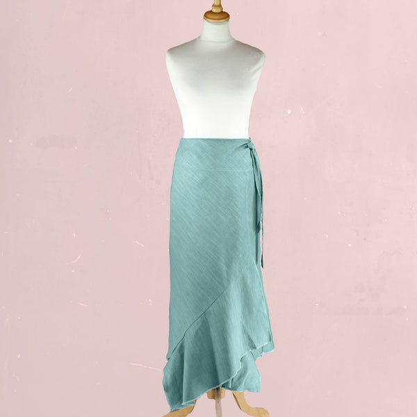 Lange overslag met asymmetrische zoom / Long linen wrap skirt with asymmetrical hem