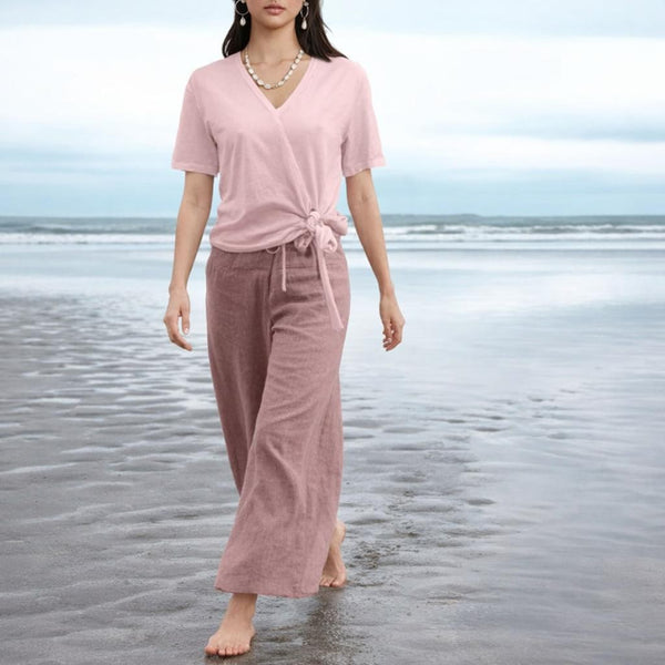 Knoop T shirt in linnen mix / Knotted  T shirt in linen mix