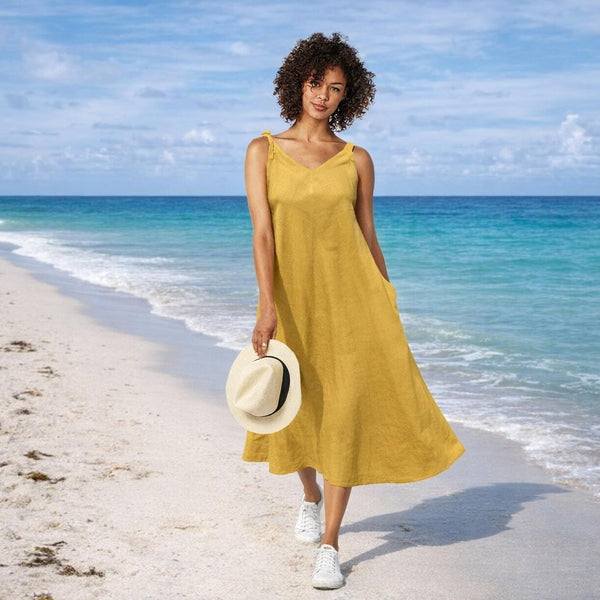Midi linnen A lijn zomer jurkje / Midi summer swing dress