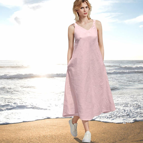 Midi linnen A lijn zomer jurkje / Midi summer swing dress