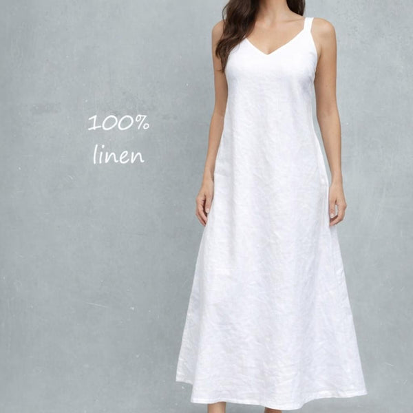 Midi linnen A lijn zomer jurkje / Midi summer swing dress