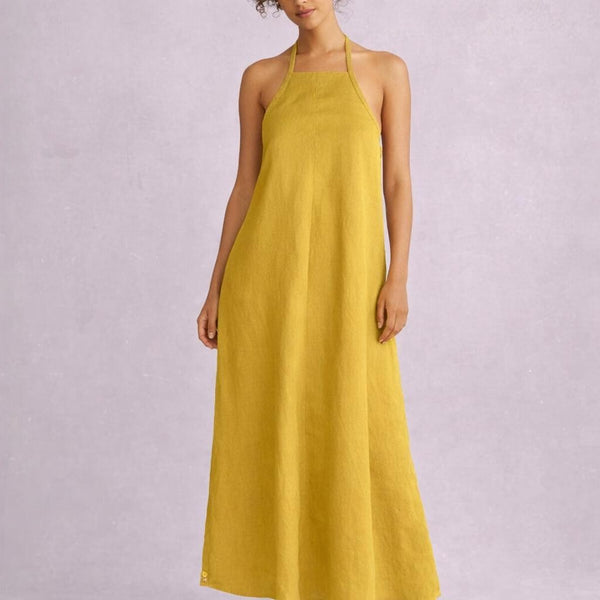 Maxi A lijn zomerjurkje in linnen-katoen mix/ Maxi summer swing dress