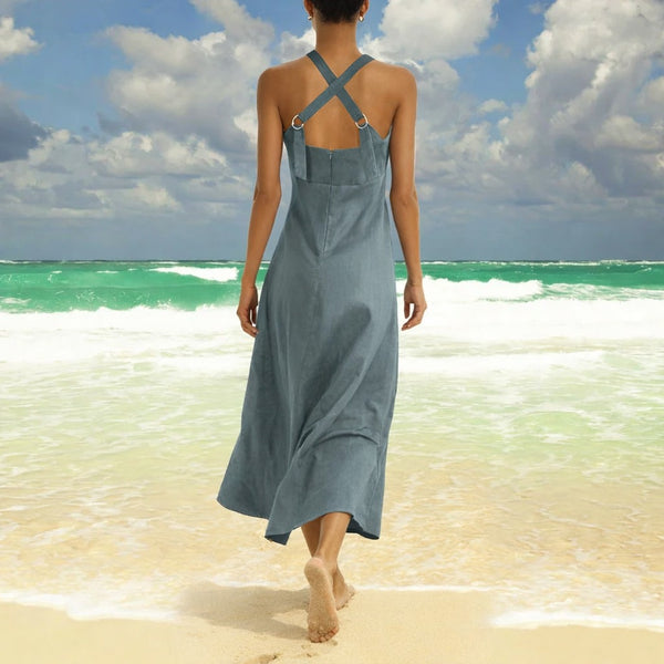 Lange Marlene jurk in linnen-katoen mix/  Maxi Marlene dress in linen-cotton mix